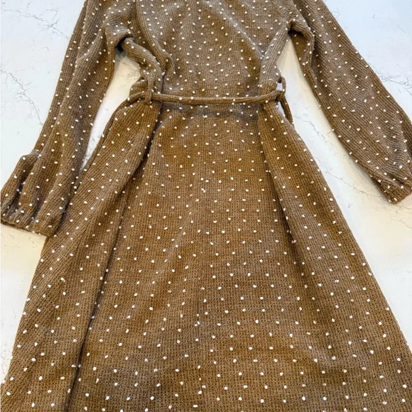 Roolee Brown and White Bishop Sleeve Sundress - Picture 2 of 5